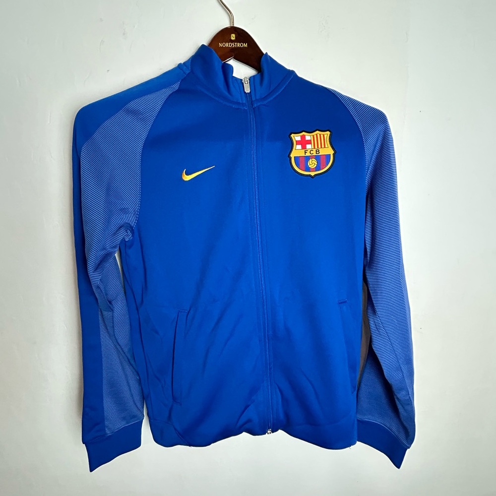 FC Barcelona Nike Royal Blue Full-Zip Jacket with Crest Mens size Small